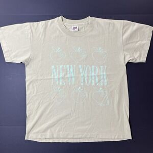 Vintage 1993 New York Apple Graphic Tshirt Men's L Green Single Stitch Anvil